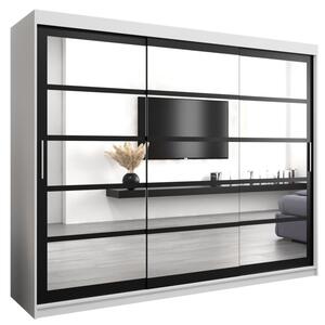 Szafa przesuwna garderoba Roma 2 250 wys. 200 cm biaÅy + czarny