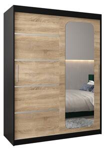 Szafa przesuwna garderoba Promo V2 150 wys. 200 cm czarny + sonoma