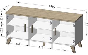 Komoda CAMA MEBLE Lotta 150 cm 3D BiaÅy/DÄ b sonoma