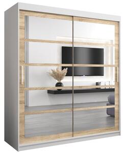 Szafa przesuwna garderoba Roma 2 180 wys. 200 cm biaÅy + sonoma
