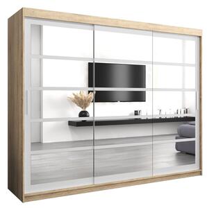 Szafa przesuwna garderoba Roma 2 250 wys. 200 cm sonoma + biaÅy