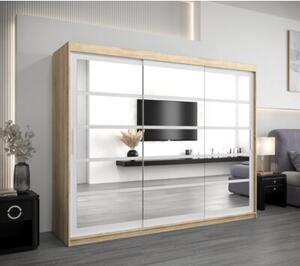 Szafa przesuwna garderoba Roma 2 250 wys. 200 cm sonoma + biaÅy