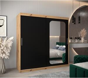 Szafa przesuwna garderoba Promo T2 200 wys. 200 cm artisan + czarny