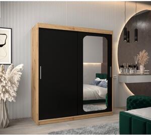 Szafa przesuwna garderoba Promo T2 180 wys. 200 cm artisan + czarny