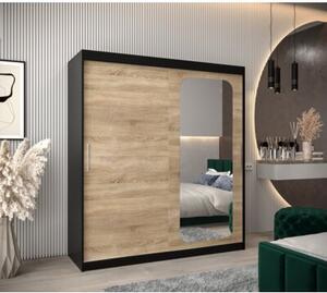 Szafa przesuwna garderoba Promo T2 180 wys. 200 cm czarny + sonoma