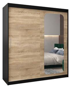 Szafa przesuwna garderoba Promo T2 180 wys. 200 cm czarny + sonoma