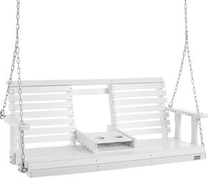 Huśtawka VEVOR Hollywood z drewna cedrowego, 1523x710x600 mm, huśtawka tarasowa na podwórko i do ogrodu, zwiększona nośność ok. 400 kg, solidna ławka bujana z łańcuchami do użytku na zewnątrz, biała