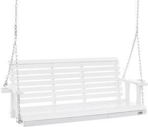 Huśtawka VEVOR Hollywood z drewna cedrowego, 1702x710x600 mm, huśtawka tarasowa na podwórko i do ogrodu, zwiększona nośność ok. 400 kg, solidna ławka bujana z łańcuchami do użytku na zewnątrz, biała