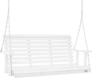 Huśtawka VEVOR Hollywood z drewna cedrowego, 1370x710x600 mm, huśtawka tarasowa na podwórko i do ogrodu, zwiększona nośność ok. 400 kg, solidna ławka bujana z łańcuchami do użytku na zewnątrz, biała