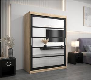 Szafa przesuwna garderoba Roma 2 150 wys. 200 cm sonoma + czarny