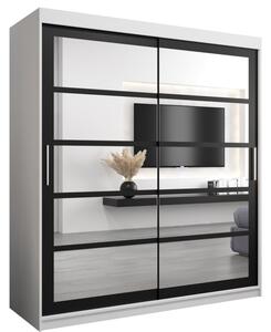 Szafa przesuwna garderoba Roma 2 180 wys. 200 cm biaÅy + czarny