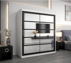 Szafa przesuwna garderoba Roma 2 180 wys. 200 cm biaÅy + czarny
