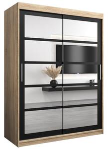 Szafa przesuwna garderoba Roma 2 150 wys. 200 cm sonoma + czarny