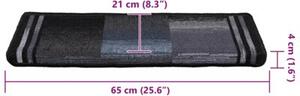 Samoprzylepne nakÅadki na schody 15 szt. 65x21x4cm czarno-szare