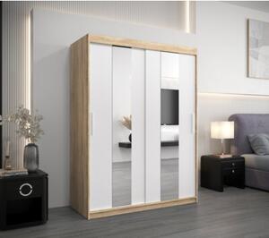 Szafa przesuwna garderoba Pole 150 wys. 200 cm sonoma + biaÅy