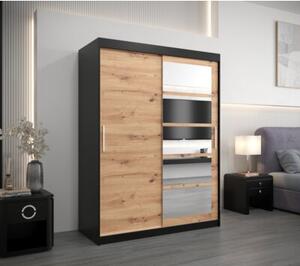 Szafa przesuwna garderoba Roma 1 150 wys. 200 cm czarny + artisan