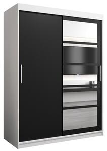 Szafa przesuwna garderoba Roma 1 150 wys. 200 cm biaÅy + czarny