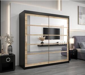 Szafa przesuwna garderoba Roma 2 200 wys. 200 cm czarny + sonoma