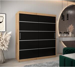 Szafa przesuwna garderoba Verona 1 180 wys. 200 cm artisan + czarny