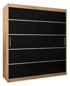 Szafa przesuwna garderoba Verona 1 180 wys. 200 cm artisan + czarny