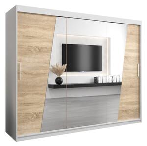 Szafa przesuwna garderoba Rhomb 250 wys. 200 cm biaÅy + sonoma