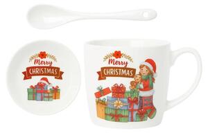 Witeczny kubek - zestaw w pudeku ze spodkiem i yeczk 400 ml KB17WZ1