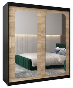 Szafa przesuwna garderoba Promo T3 180 wys. 200 cm czarny + sonoma