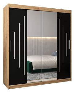 Szafa przesuwna garderoba York 1 180 wys. 200 cm artisan + czarny