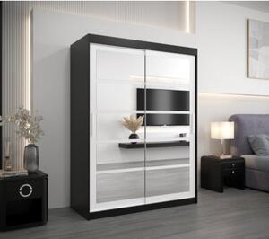 Szafa przesuwna garderoba Roma 2 150 wys. 200 cm czarny + czarny