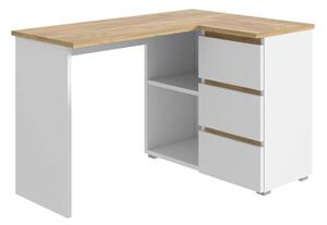 Nowoczesne biurko naroÅ¼ne Norge 124 cm 3 szuflady + 2 pÃ³Åki