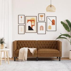 Sofa chesterfield, 2-os., brÄ zowa, sztuczna skÃ³ra zamszowa