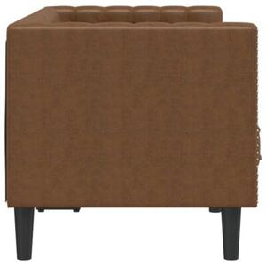 Sofa chesterfield, 2-os., brÄ zowa, sztuczna skÃ³ra zamszowa