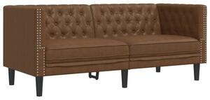 Sofa chesterfield, 2-os., brÄ zowa, sztuczna skÃ³ra zamszowa