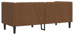 Sofa chesterfield, 2-os., brÄ zowa, sztuczna skÃ³ra zamszowa
