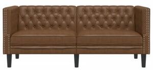 Sofa chesterfield, 2-os., brÄ zowa, sztuczna skÃ³ra zamszowa