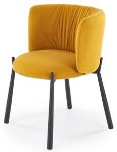 Musztardowe welwetowe krzesło - Kamaro