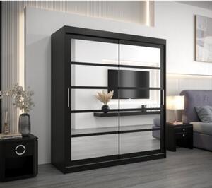 Szafa przesuwna garderoba Roma 2 180 wys. 200 cm czarny + czarny