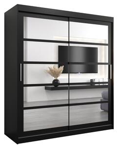 Szafa przesuwna garderoba Roma 2 180 wys. 200 cm czarny + czarny