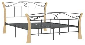 Rustykalne łóżko metalowe czarny + jasny dąb 120x200 cm - Elistro