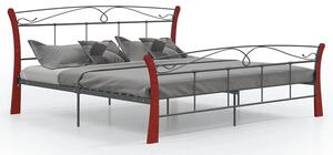 Metalowe łóżko małżeńskie czarny + ciemny dąb 140x200 cm - Elistro