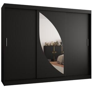 Szafa przesuwna z lustrem garderoba Milo 250 wys. 200 cm czarny