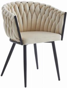 Beżowe krzesło tapicerowane kubełkowe - Avax