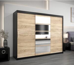 Szafa przesuwna garderoba Roma 1 250 wys. 200 cm czarny + sonoma