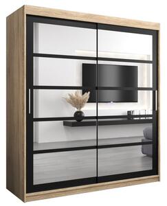Szafa przesuwna garderoba Roma 2 180 wys. 200 cm sonoma + czarny