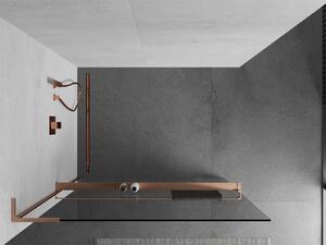 Mexen Kioto+ L ścianka prysznicowa z półką Walk-in 115 x 200 cm, transparent, miedź szczotkowana - 800-115-123-65-00