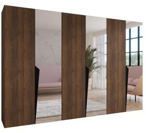 Szafa uchylna otwierana Piano 2 300 (3x100) wys. 202 cm orzech warmia + u. czarny