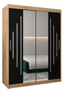 Szafa przesuwna garderoba York 1 150 wys. 200 cm artisan + czarny