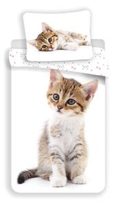 Biała bawełniana pościel dziecięca jednoosobowa 140x200 cm Kitten – Jerry Fabrics