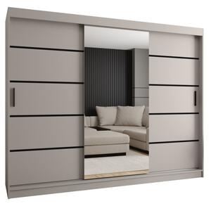 Szafa przesuwna z lustrem garderoba Rubino V2 250 wys. 200 cm kaszmir