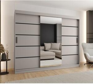 Szafa przesuwna z lustrem garderoba Rubino V2 250 wys. 200 cm kaszmir